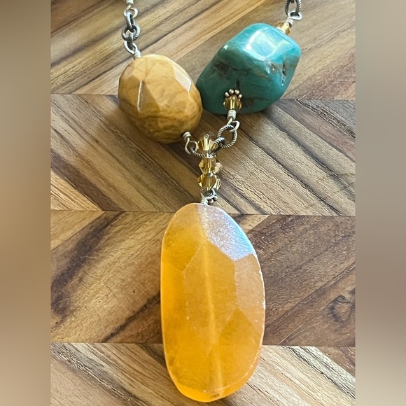 Retired Silpada Turquoise, Amber & Honey Jake Sterling Silver Choker - Picture 3 of 7